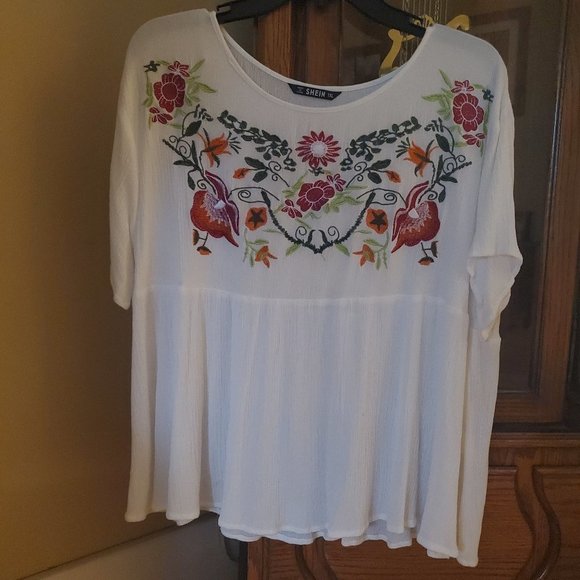 SHEIN  Women's Short-Sleeved Floral Pattern Tunic - Picture 6 of 11